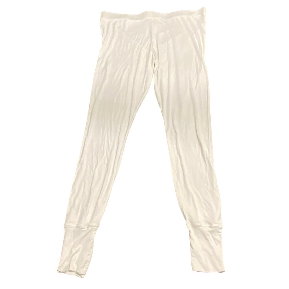 Lands’ End White 100% Silk Leggings XL Stretch Knit Lounge Layering Pants